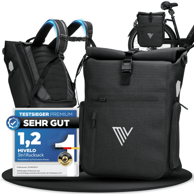 Wasserdichte Fahrradtasche & bequemer Rucksack kombiniert "EVO"