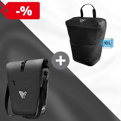 2 in 1 Fahrradtasche 25L + Packtasche 10L "Spar-Bundle"