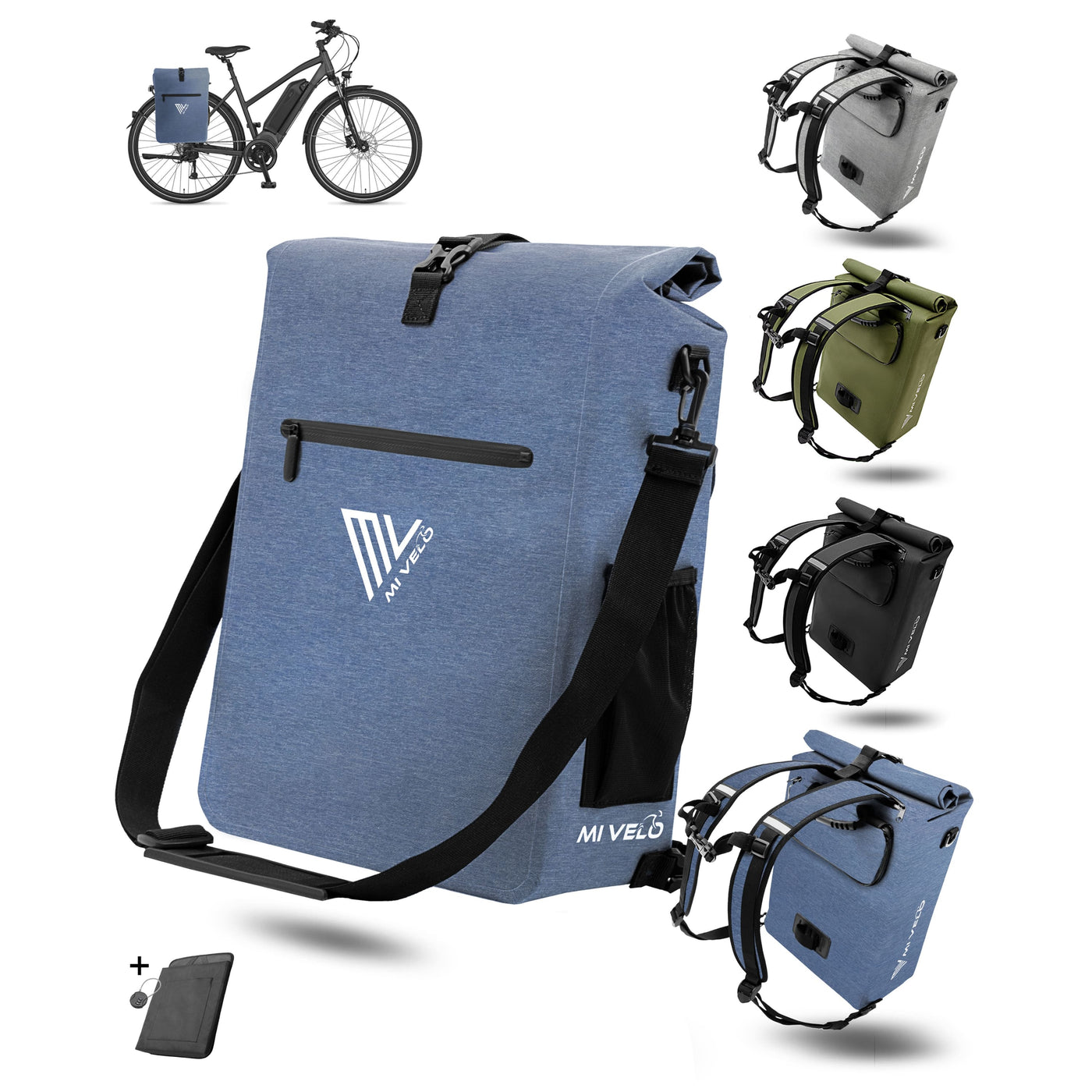 MiVelo 3i1n Fahrradtasche Rucksack für Gepäckträger Rucksack Fahrradtasche Umhängetasche 25L