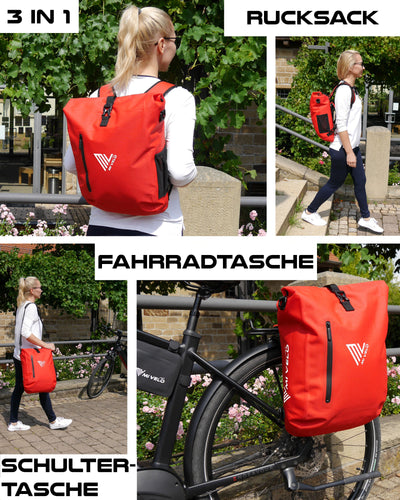 MiVelo 3i1n Fahrradtasche Rucksack für Gepäckträger Rucksack Fahrradtasche Umhängetasche