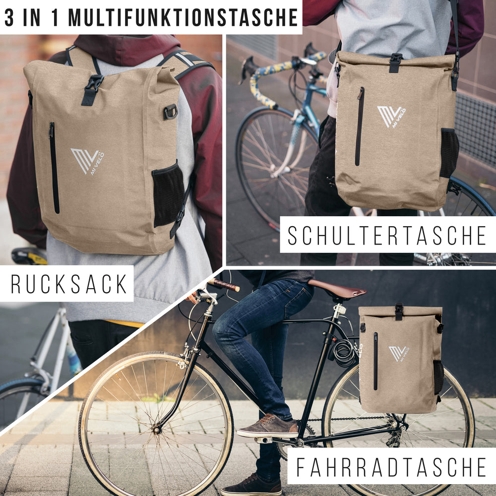 MiVelo 3i1n Fahrradtasche Rucksack für Gepäckträger Rucksack Fahrradtasche Umhängetasche