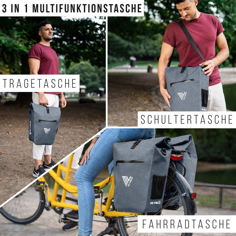 MiVelo 2in1 Fahrradtasche für Gepäckträger Umhängetasche Fahrradtasche